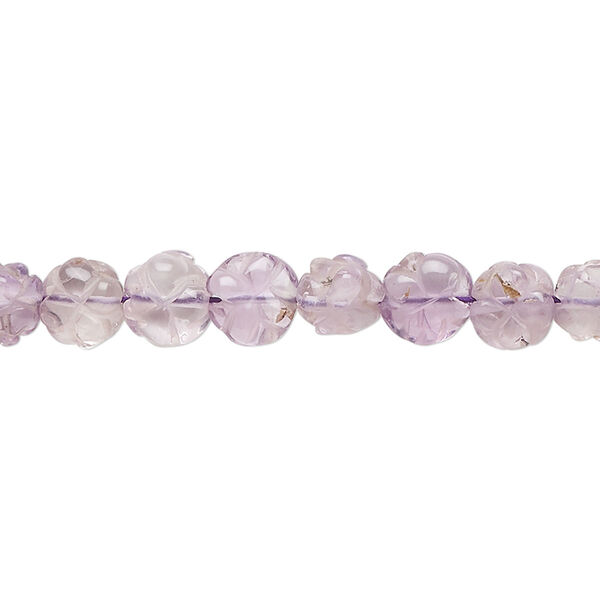 Bead 1pkg1 amethyst, 6-7mm carved flower C+ grade, 15 inch natural/dyed image number 0
