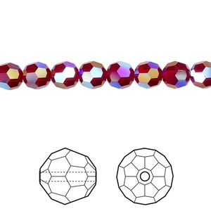 Bead 12pk Siam shimmer 2X, Crystal Passions® 6mm round 5000