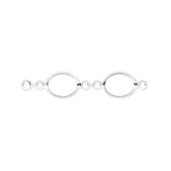 Link, sterling silver, 8x6mm oval fold-over bezel setting. Sold per pkg of 4. image number 0