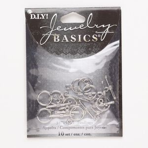 Clasp toggle 1pkg10, 12mm round, antique silver-finished brass 1-strand