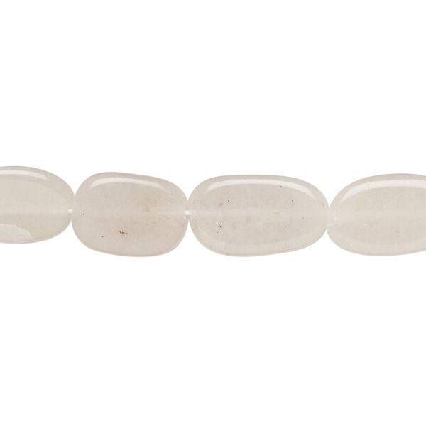 Grey quartz 1pkg1, hand-cut flat oval bead natural 13 inch 11x8mm-16x9mm image number 0