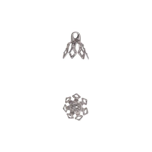 Bead cap, gunmetal-plated brass, 7x5.5mm 7-prong bell, fits 5-7mm bead. Sold per pkg of 100. image number 0