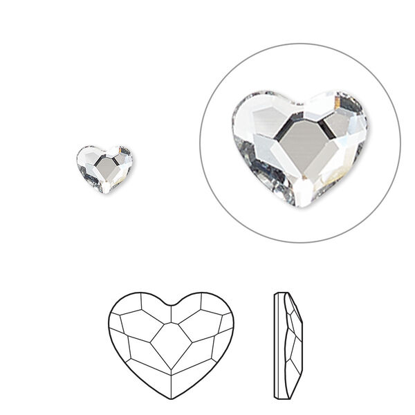 Flat back 24pk crystal foil back, Crystal Passions® hotfix rhinestone 6x5mm heart 2808HF image number 0