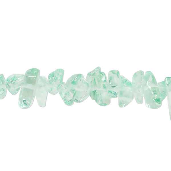 Bead, glass, translucent mint green, small to extra-large chip. Sold per 30-inch strand. image number 0