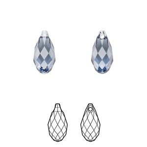 Briolette 144pk denim blue, Swarovski® 13x6.5mm pendant drop 6010