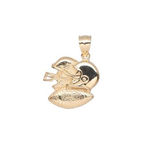 Pendant, 14Kt gold, 17x17mm single-sided with American football and two helmets. Sold individually.