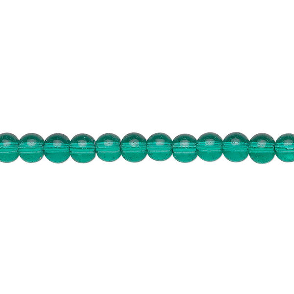 Bead, glass, malachite green, 4mm round. Sold per 36-inch strand. image number 0