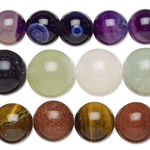 Multi-gemstone / glass 1pkg3, round bead 15 inch mix 10-14mm