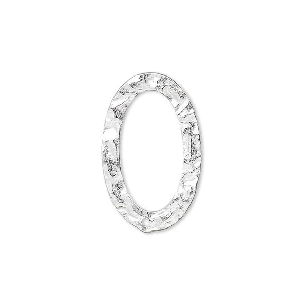 Link, sterling silver, 23x14mm hammered open oval. Sold per pkg of 2. image number 0