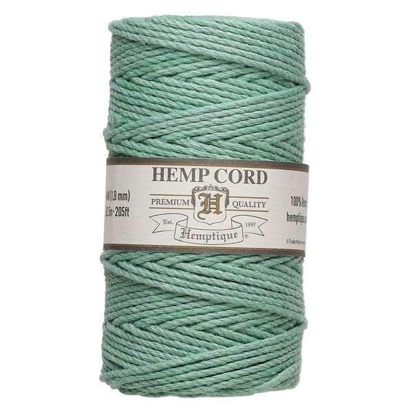 Cord, Hemptique®, polished hemp, light green, 1.8mm, 48-pound test. Sold per 205-foot spool. image number 0