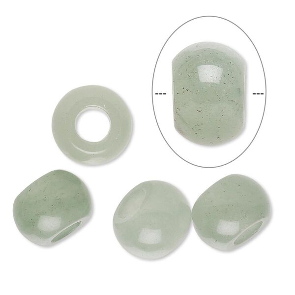 Bead, Dione®, green aventurine (natural), 12x9mm hand-cut rondelle, B grade, Mohs hardness 7. Sold per pkg of 4. image number 0