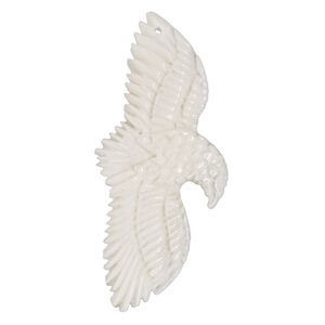 Focal, camel bone (bleached), white, 57x26mm top-drilled flying eagle, Mohs hardness 2-1/2. Sold individually.