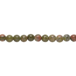 Unakite 1pkg1, round bead natural 15.5-16 inch 4mm