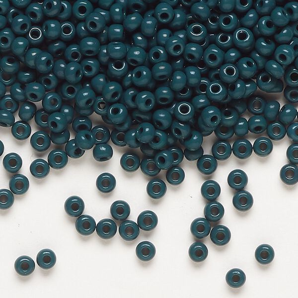 Seed bead, Preciosa Ornela Czech glass, pkg/50g, #8 rocaille, opaque emerald green, (53270). image number 0