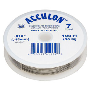 Beading wire, Acculon®, nylon-coated stainless steel, clear, 7 strand, 0.018-inch diameter. Sold per 100-foot spool.
