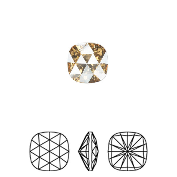 Fancy stone 2pk crystal golden shadow foil back, Crystal Passions® 10mm rose cut cushion 4471 image number 0