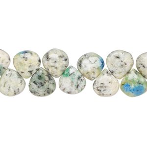K2 "jasper" 1pkg1, hand-cut top-drilled puffed teardrop bead natural 8 inch 8x8mm-10x9mm