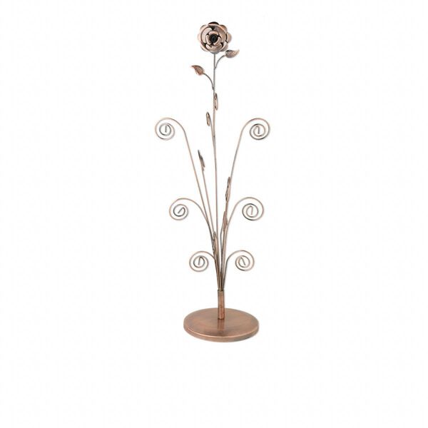 Display, necklace and bracelet, antiqued copper-finished steel, 10 x 23 x 5-7/8 inch round, rose series. Sold individually. image number 0