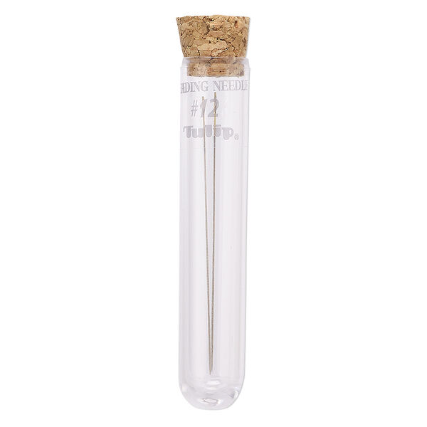 Needle, Tulip, nickel- and gold-plated steel, #12 with 0.48mm eye width, 1-4/5 inches. Sold per pkg of 2. image number 0