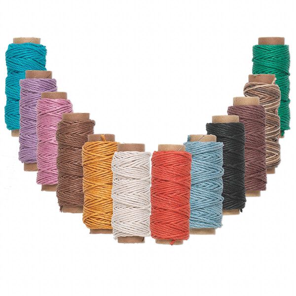 Cord, Hemptique®, hemp, assorted colors, 1mm, 20-pound test. Sold per pkg of (12) 29-foot spools. image number 0