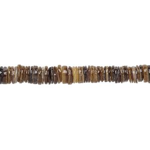 Bead, tagnipis shell (natural), 4-5mm hand-cut heishi, Mohs hardness 3-1/2. Sold per 15-1/2" to 16" strand.