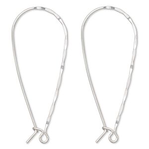 Ear wire kidney 1pkg2 sterling silver-filled, 43mm hammered teardrop / open loop, 20 gauge 1 pair