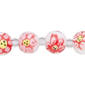 Bead, glass 1pkg8, multicolored, 12mm hand-painted round.