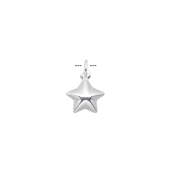 Charm, sterling silver, 10x9mm star. Sold per pkg of 2. image number 0