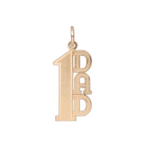 Charm 10Kt gold 1pkg1, 22x11mm single-sided textured "#1 DAD"