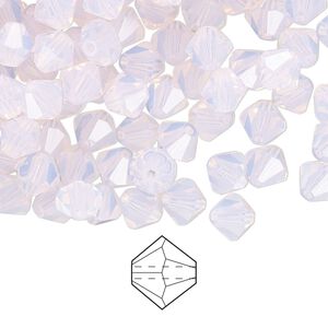Bead 24pk rose opal, Preciosa Czech crystal 6mm bicone