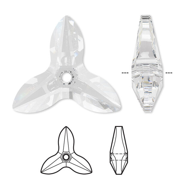 Focal 1pk crystal, Crystal Passions® 40x36mm pendant orchid 6906 image number 0