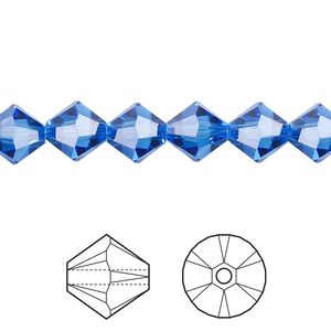 Bead 12pk sapphire, Crystal Passions® 8mm bicone 5328