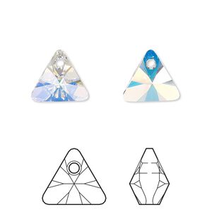 Drop 2pk crystal AB, Crystal Passions® 12mm pendant mini triangle 6628