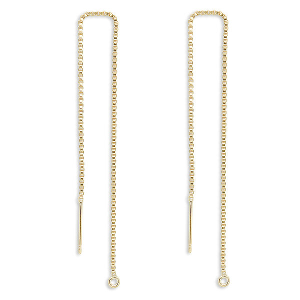 Ear thread, 14Kt gold-filled, 4-1/2 inches with box chain and closed loop. Sold per pair. image number 0
