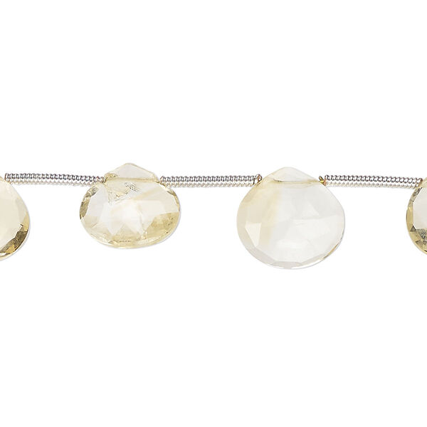 Citrine 1pkg13, hand-cut top-drilled faceted puffed teardrop bead B- grade, 9x8mm-11x10mm image number 0