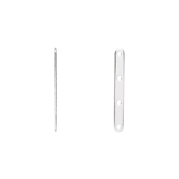 Spacer bar, sterling silver-filled, 21x2.5mm 4-strand, fits up to 5.5mm bead. Sold per pkg of 4. image number 0