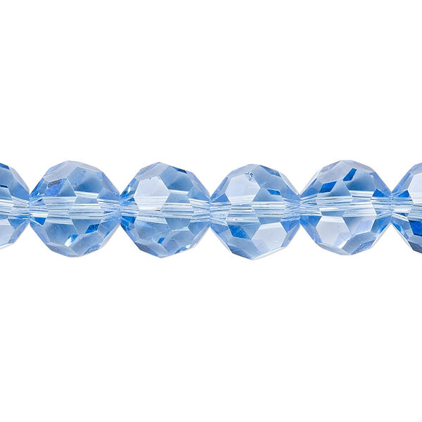 Bead 1pk 32 facets transparent light blue, Celestial Crystal® 10mm round 15.5-16 inch image number 0