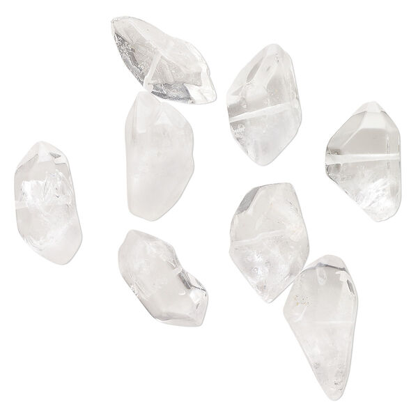 Bead 1pkg8 quartz crystal, 13x18mm-26x13mm faceted freeform C grade, natural image number 0