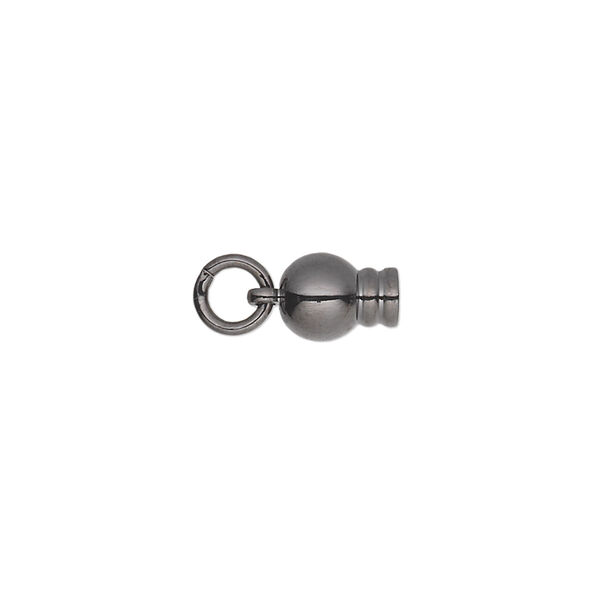 Ball end, gunmetal-plated brass, 11x6mm with jump ring, for use with Dione® Easy-On Chain. Sold per pkg of 2. image number 0