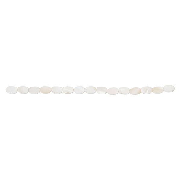 Mother-of-pearl shell 1pkg1, flat oval bead 15 inch white 14x10mm-15x10mm image number 1