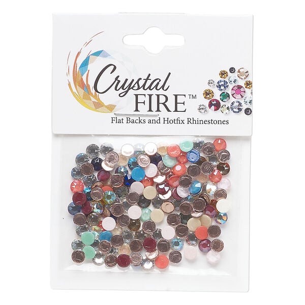 Flat back mix 1pkg144 mixed colors, Crystal FIRE&reg;, 3.8-4.0mm hotfix round SS16 image number 0