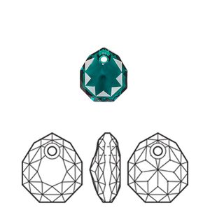 Drop 1pk emerald, Crystal Passions® 11.5x10mm pendant majestic 6436