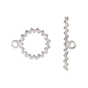 Clasp toggle 1pkg1 sterling silver, 15.5mm twisted round, 1-strand