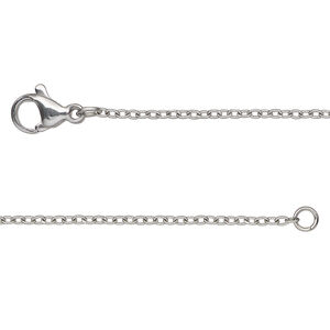 Chain, stainless steel, 1.5mm cable, 18 inches with lobster claw clasp. Sold individually.