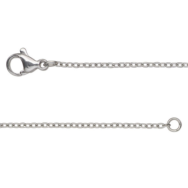 Chain, stainless steel, 1.5mm cable, 18 inches with lobster claw clasp. Sold individually. image number 0