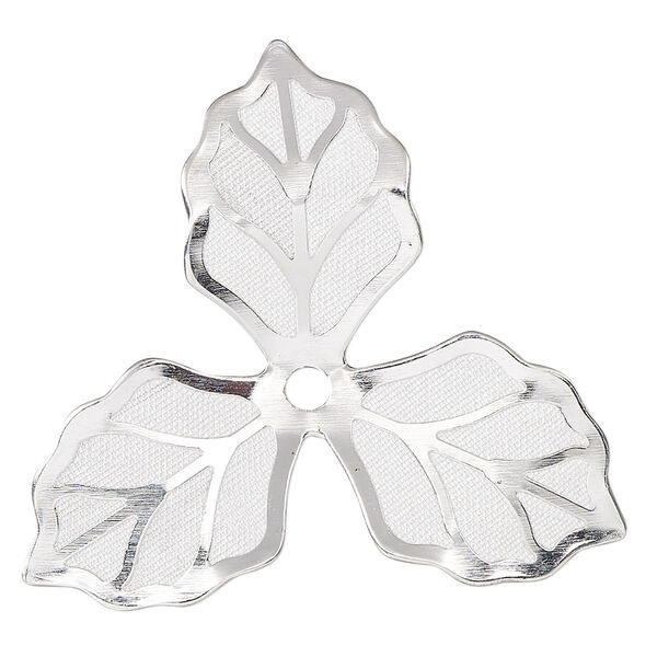 Component, silver-finished steel, 41x38mm single-sided leaves. Sold per pkg of 4. image number 0