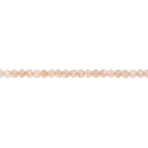 Peach flake moonstone 1pkg1, faceted round bead natural 12 inch 2mm image number 0