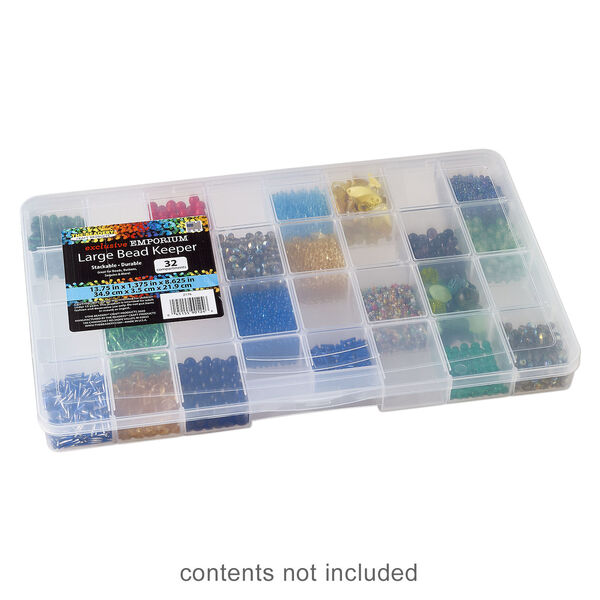 Organizer box, The Beadery®, 1pkg1, plastic, clear, 13-3/4 x 8-1/2 x 8-1/3 inches with 32 fixed compartments (2176). image number 0