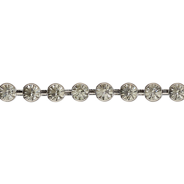 Cupchain, VINTAGE Crystal™, imitation rhodium-plated brass and crystal, black diamond, 4.5mm round. Sold per pkg of 1 meter. image number 0