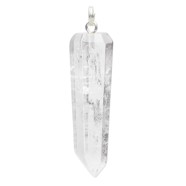 Focal 1pkg1 quartz crystal / sterling silver, 40x13mm point, natural image number 0